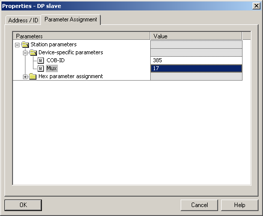 Parameter assignment