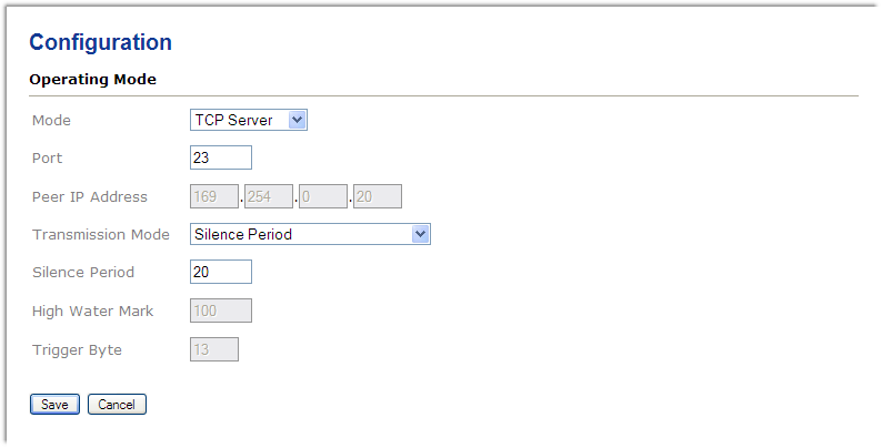 SERIP-100 settings screen