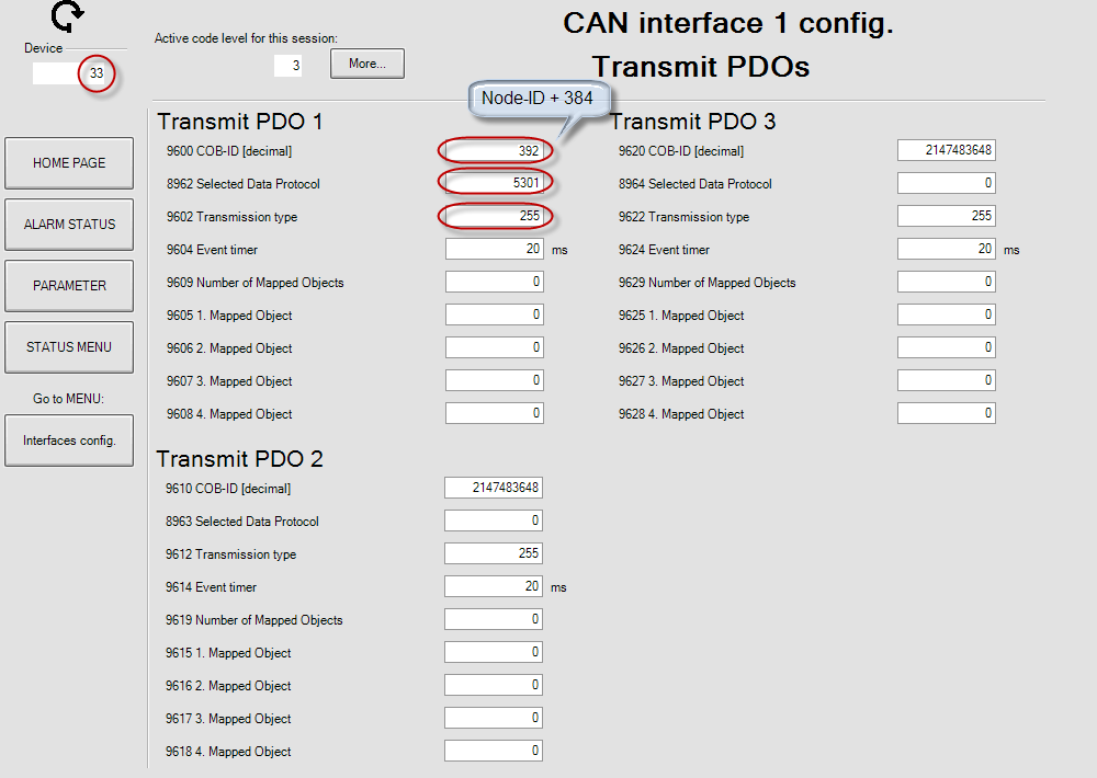 Transmit PDOs