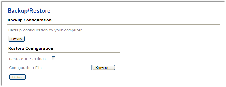 Backup and Restore Screen