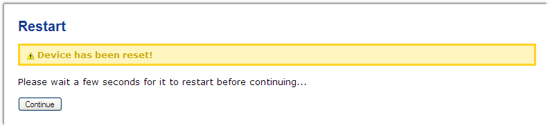 Restart confirmation screen