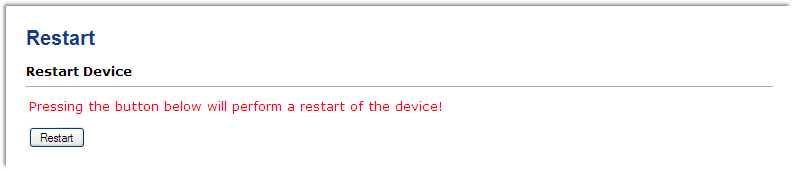 Restart device screen